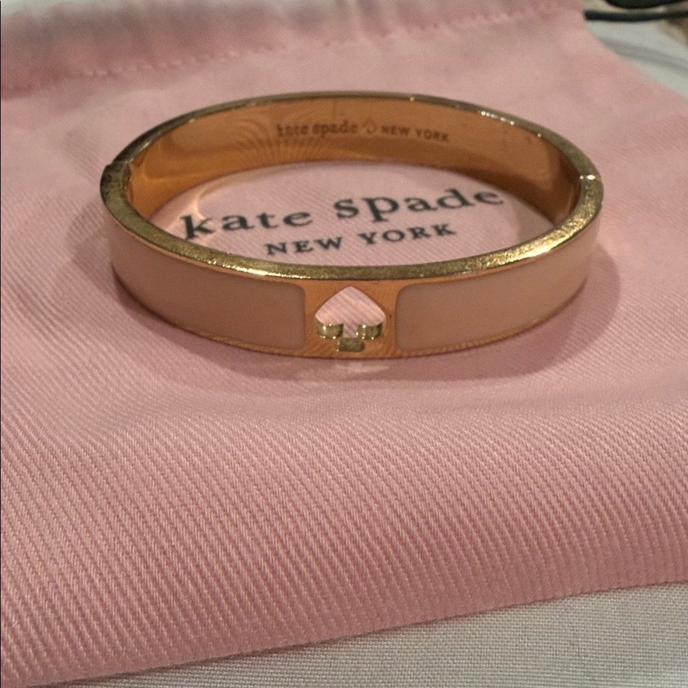 Kate Spade Gold and Blush Pink Heart-Hinged Bracelet “Hole Punch Spade”